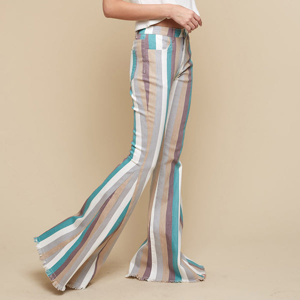 Turquoise Multi Striped Flare Jeans – Western Edge, Ltd.