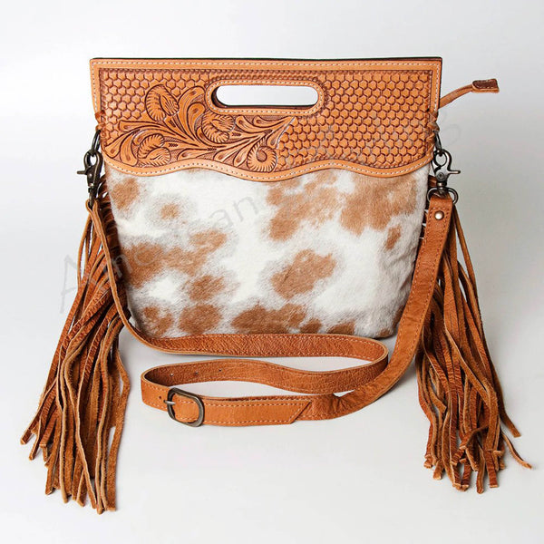 American Darling Brown and White Fringe Cross Body Purse – Western