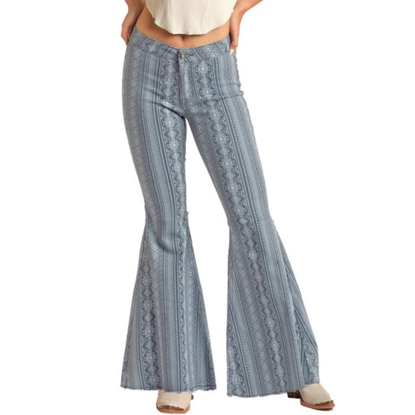 Blue Aztec Bell Bottom Jeans – Western Edge, Ltd.