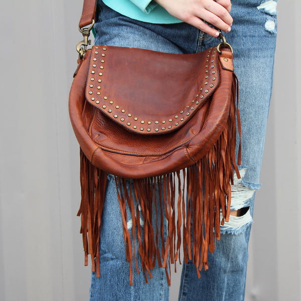 Spaghetti Western Brown Boho Bag W/ Studding – Western Edge, Ltd.