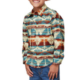 Boy's Natrual Aztec Serape Pearl Snap Long Sleeve from Roper