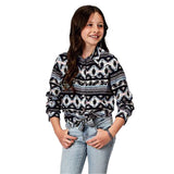 Girl's Black/Blue/Pink Aztec Print Long Sleeved Shirt