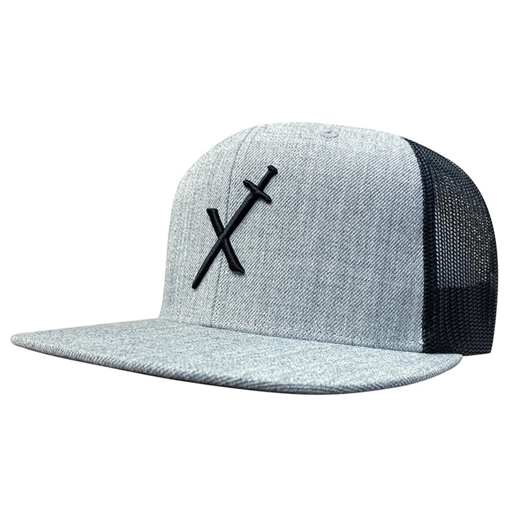 Fast Back Heather Grey & Black Mesh Cap