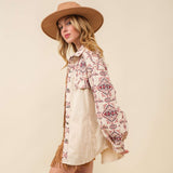 Main Strip Ivory Aztec Shacket