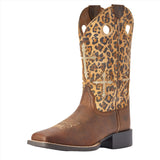 Ariat Round Up Crossroads Tan Leopard Western Boot