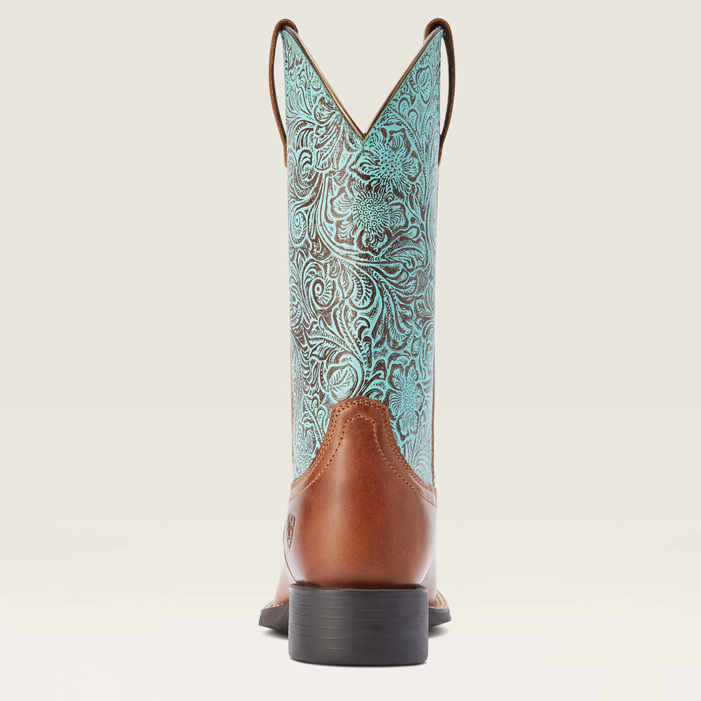 Ariat Women's Round Up Brown/Turquoise Square Toe Boots – Western