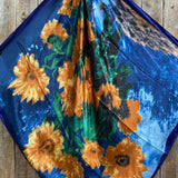 Rodeo Drive Blue Painted Sunflowers Wild Rag