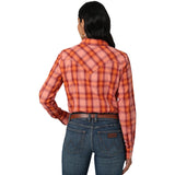 Wrangler Women's Orange Plaid Pearl Snap Long Sleeve