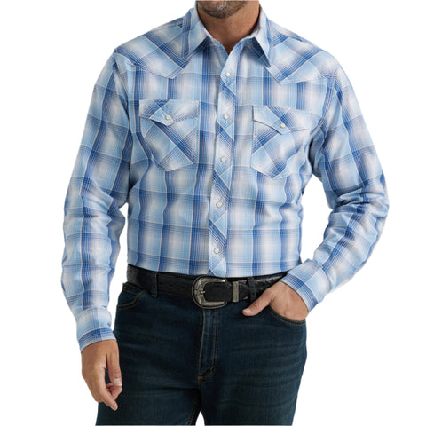 Wrangler Men's Blue & White Plaid 20X Competition Shirt