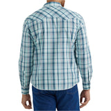 Wrangler Men's Mint & Navy Plaid Snap Shirt