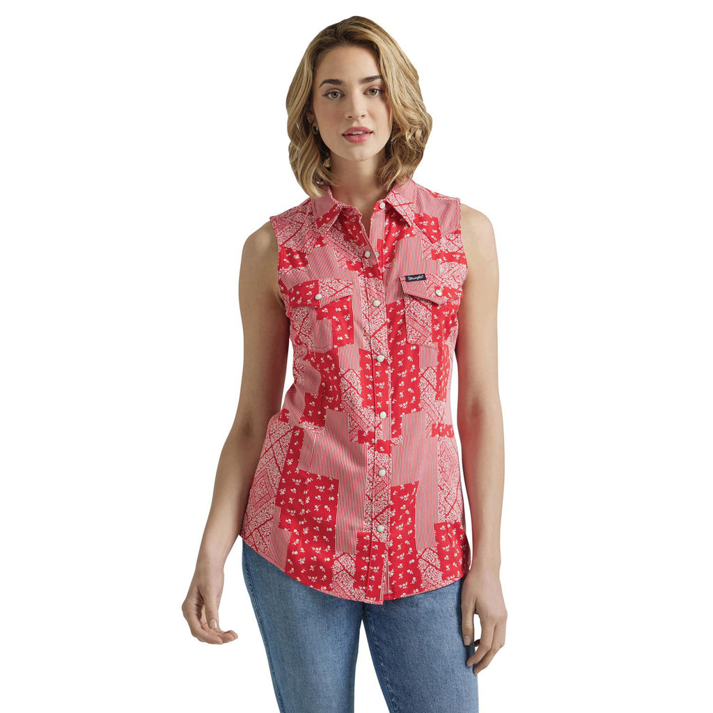 Wrangler Women's Bandana Red Snap Tank