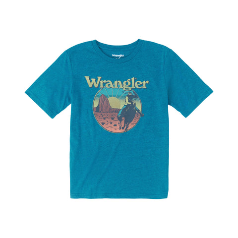 Boy's Cyan Heather Desert Roping Tee from Wrangler