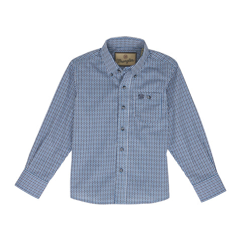 Boy's Blue Striped Geo Print Long Sleeve by Wrangler