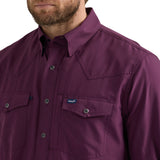 Men's Performance Snap Long Sleeve Solid Shirt in Plum by Wrangler