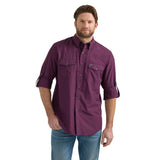 Men's Performance Snap Long Sleeve Solid Shirt in Plum by Wrangler