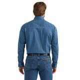 Men's George Strait Blue Geo Print Long Sleeve by Wrangler