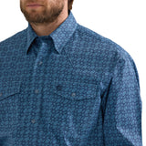 Men's George Strait Blue Geo Print Long Sleeve by Wrangler