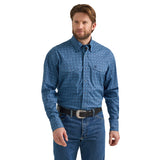 Men's George Strait Blue Geo Print Long Sleeve by Wrangler