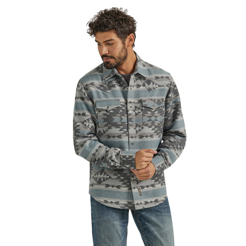 Wrangler Men's Blue & Grey Aztec Shirt Jacket