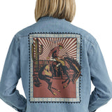 Women's Rodeo Poster Western Snap Long Sleeve Shirt in Light Denim from Wrangler