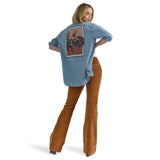 Women's Rodeo Poster Western Snap Long Sleeve Shirt in Light Denim from Wrangler