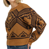 Women's Jewel Brown Aztec Print Sweater by Wrangler