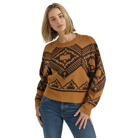 Women's Jewel Brown Aztec Print Sweater by Wrangler