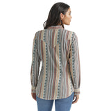 Women's Wrangler Retro Long Sleeve Southwestern Stripe Western Snap Shirt