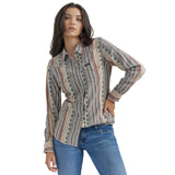 Women's Wrangler Retro Long Sleeve Southwestern Stripe Western Snap Shirt