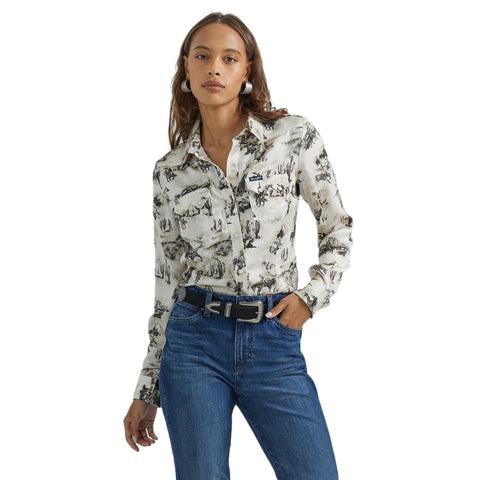Women's Bold Bucking Cowboy Pearl Snap Shirt by Wrangler