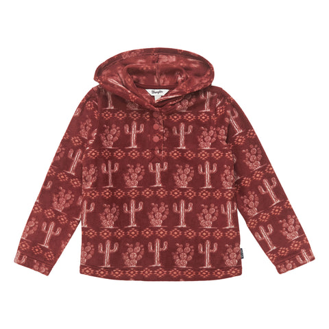 Girl's Burgundy Cactus Fleece Hoodie by Wrangler