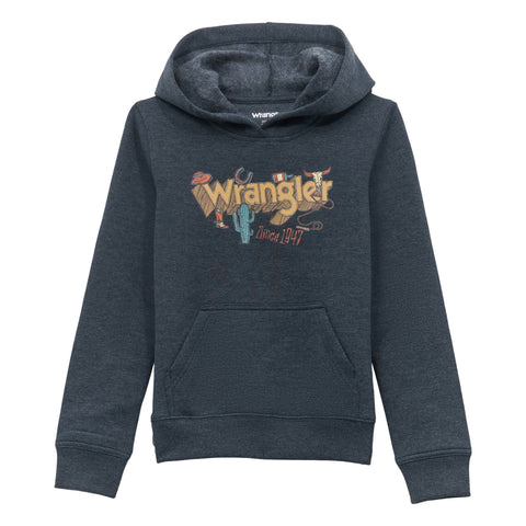 Boys Wrangler comic design dark grey hoodie