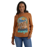 Burnt Orange Thermal Mountain Scene Long Sleeve Shirt