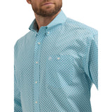 Wrangler Men's Light Blue Geometric Print Shirt