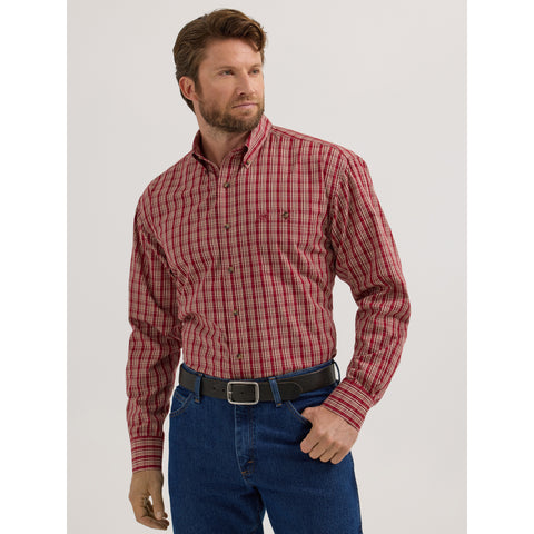 Wrangler Red Plaid Long Sleeve Shirt Front