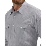 Wrangler Men's Grey Stripe Button Down