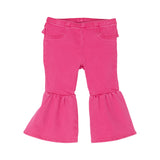 front of hot pink infant flare jeans with ruffle on the back