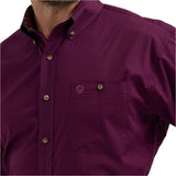 Wrangler Men's Eggplant Long Sleeve Button Up