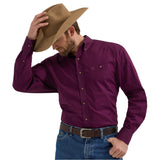 Wrangler Men's Eggplant Button Down Long Sleeve Shirt