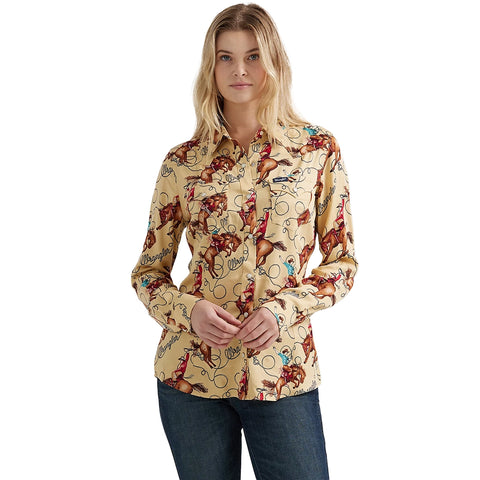 Wrangler Women's Bucking Horse Pearl Snap Long Sleeve