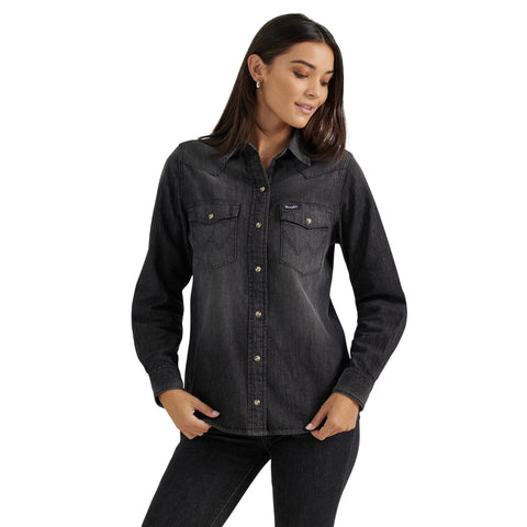 Wrangler Women's Black Denim Shirt