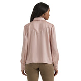 Wrangler Women's Pink Satin Long Sleeve