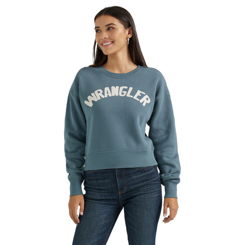 Women's Shabby Blue Sweatshirt with Wrangler Logo