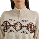 Tan Aztec 1/4 Zip Sweater