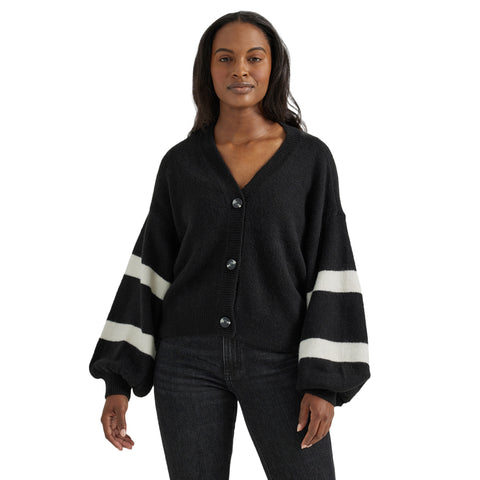 Wrangler Women's Preppy Logo Black Cardigan