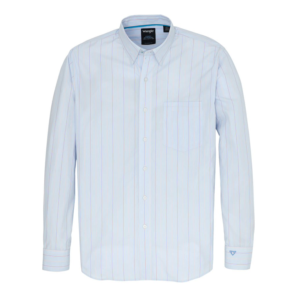 Light Blue Striped Button-Down Long Sleeve Shirt