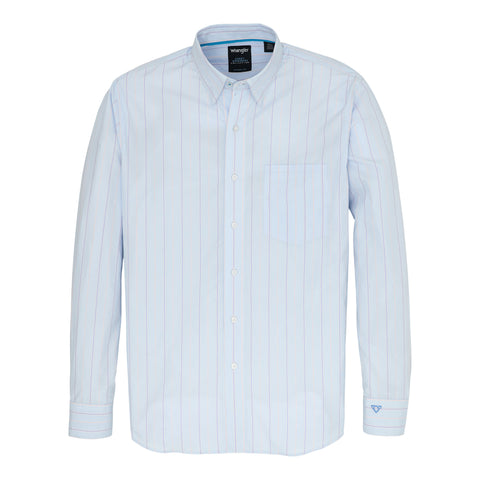 Light Blue Striped Button-Down Long Sleeve Shirt