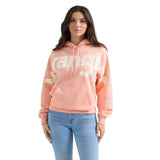 Light Pink Hoodie with Wrangler Across the Front