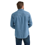 Wrangler Men's Light Wash Denim Snap Long Sleeve Shirt