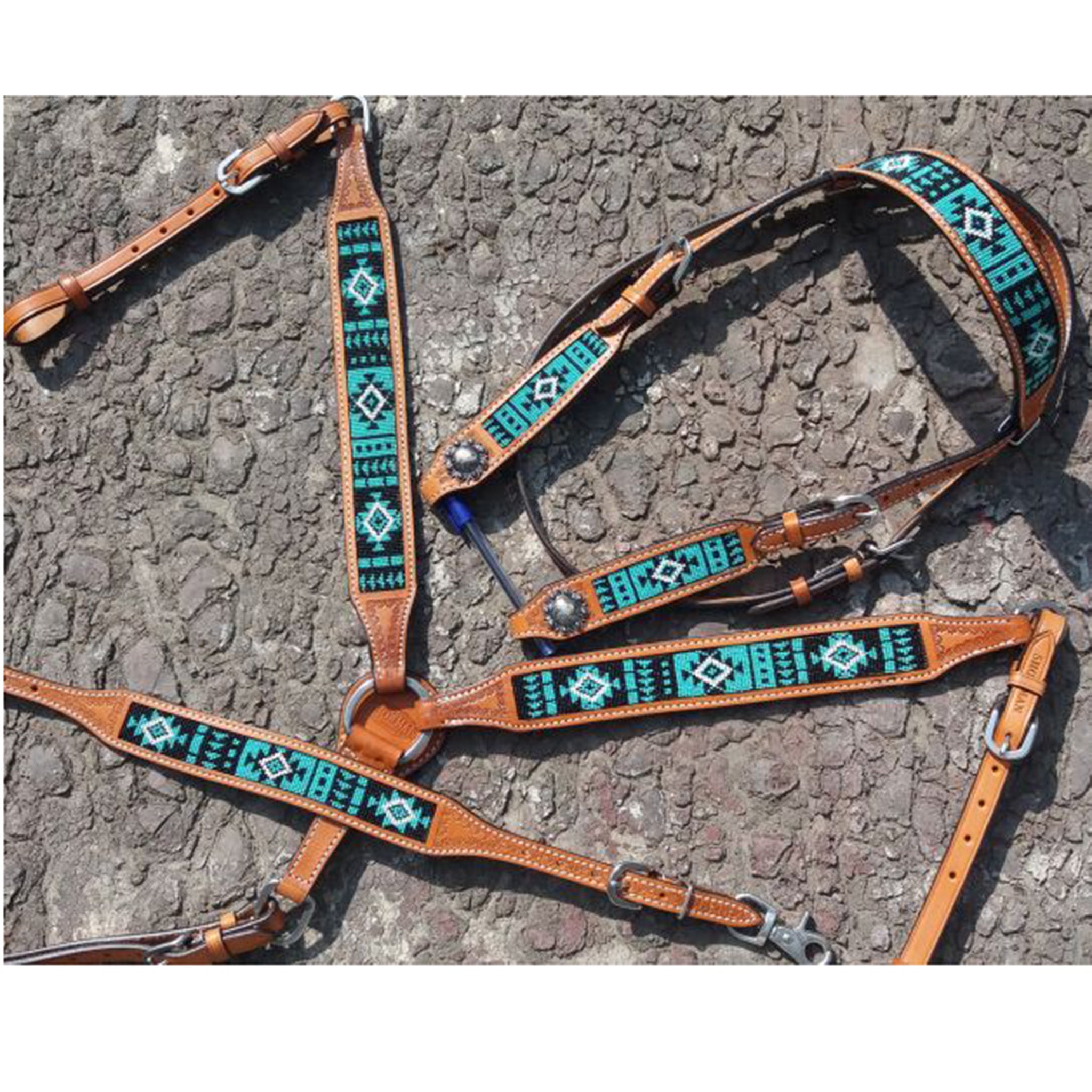 Showman Turquoise Beaded Inlay Browband Headstall – Western Edge, Ltd.